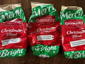 3 Packs Community Christmas Blend Ground Coffee 12 oz bags New Sealed BB 5/25 - Picture 1 of 3