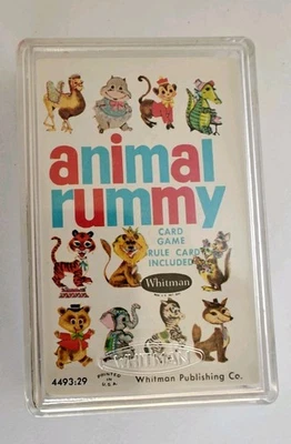 Juego de cartas Whitman Animal Rummy 4493 vintage años 60 con estuche de plástico Foto 1 de 4