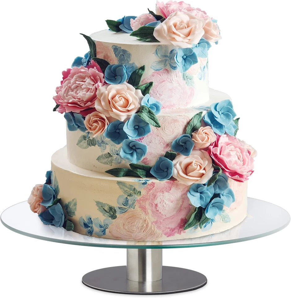 Alzatina Girevole per Dolci, Alzata per Torte, Ø 30 Cm, Vassoio in Vetro E Accia - Immagine 1 di 4