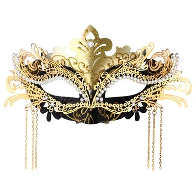 Women's Carnival Party Masquerade Mask Metal Rhinestones Tassel Venice Masks - Image 1 of 2