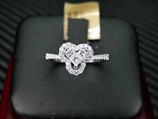 WOMENS LADY DIAMOND ENGAGEMENT RING 18K WHITE GOLD PRINCESS CUT INVISIBLE HEART