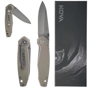 KOVA Dune Folding Knife – 3″ D2 Drop-Point Blade, G10 Handle, Frame Lock 4.8 oz - Picture 1 of 9