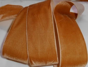 Cinta de terciopelo color caramelo marrón claro 1,5" de ancho aspecto vintage ¡LOTE DE 3 YARDAS! - Imagen 1 de 3