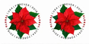 USPS Global Poinsettia (Block of 2) Postage Forever Stamps (Good for 1 Ounce of - Picture 1 of 1