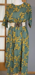 Zanzea Women's Floral Midi Dress S Green Flowy Relaxed Fit Boho Cottage Gypsy - Picture 1 of 11
