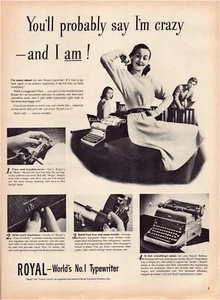 Printanzeige Royal Schreibmaschine 1946 ganze Seite großes Magazin 10,5"x13,5" - Bild 1 von 1