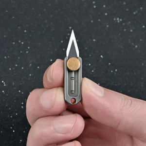 Titanium Brass Mini Knife Blade EDC TOOL Survival Escape Key Chain Pendant - Picture 1 of 12