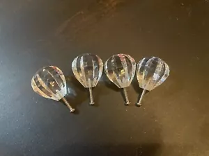 4 Pc Lot MCM Matching CLEAR Glass 12-Sided Knobs Drawer Pulls + Hardware B134 - Picture 1 of 4