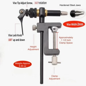 Wifreo C-clamp 360 degree Rotary Fly Tying Vise - 2mm Steel Hardened Jaws - Picture 1 of 7