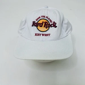 Hard Rock Vintage White Embroidered Save The Planet Key West Snap Back Hat OS - Picture 1 of 8