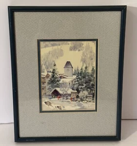 Gerahmter Passepartout Foto Fine Art Druck Erinnerungen an Vail Winterstadt Szene - Bild 1 von 13