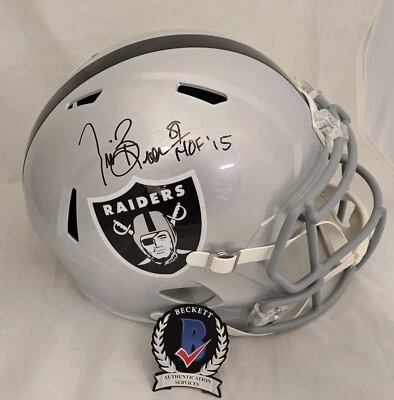 Tim Brown Signed HOF Raiders Full Size Replica Helmet Beckett Auto - Image 1 of 4