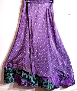 Incredible-art Vintage Silk Sari Magic Wrap Skirt Reversible Double Layer skirt - Picture 1 of 6