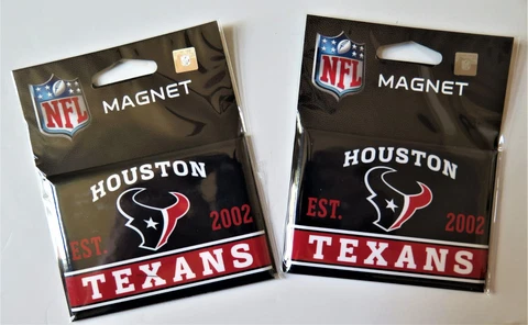 TWO (2) HOUSTON TEXANS, 2.5" X 3.5" METAL MAGNETS FROM WINCRAFT (MIX or MATCH) Cover