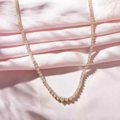 Women's 7CT Round Lab Created Diamond  14K Rose Gold Plated Tennis Necklace 18" - Image 1 of 4