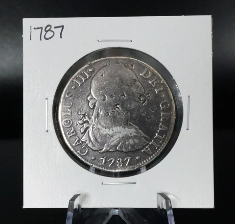 1787 Mo FM MEXICO Colonial Carolus III 8 Reales Mexican 8r Chop Marked Coin Cover