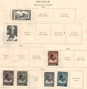 BELGIUM 1936-38 Very Fine Mint & Used Semi-Postal Stamps Hinged on List:2 Sides - Picture 1 of 2