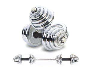 Adjustable Weight To 110lbs Cast Iron Dumbbell Barbell Set Home Gym Work Out - Picture 1 of 6