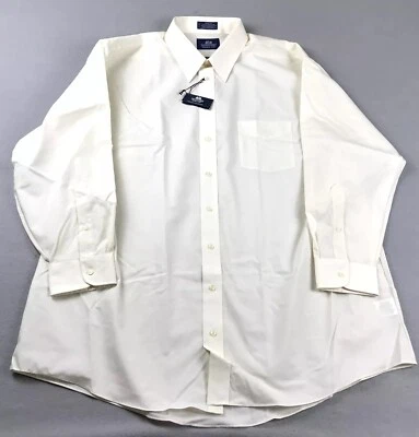 Camisa Stafford Para Hombre Grande 18.5 35 Crema Sin Arrugas Mangas Largas Abotonada Nueva Con Etiquetas Foto 1 de 4