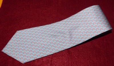 CORBATA CON MOTIVO DE CERDO AZUL CLARO/ROSA CLARO VIÑEDO HECHA EN EE. UU. - CORBATAS PARA EL CUELLO. Foto 1 de 3