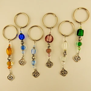 Artisan Irish Celtic Knot Keychain, Glass & Crystal beaded your choice of color - Picture 1 of 13