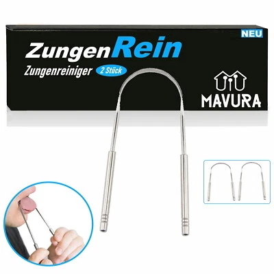 MAVURA ZungenRein Zungenreiniger Zungenschaber Edelstahl Zungenbürste Ayurveda [2er]