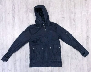 Pretty Green Mens Jacket X Small Blue Navy Linen Parka Casuals Liam Oasis - Picture 1 of 12