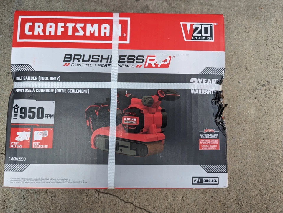 CRAFTSMAN CMCW223B 20V Brushless RP Cordless Belt Sander - Tool Only -