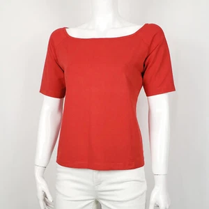 LUISA SPAGNOLI Short Sleeve T-Shirt Stretch Tee Top Boat Viscose Jersrey Red L - Picture 1 of 7