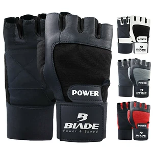 Weight Lifting Gloves Wrist Support Blade Gym Fitness Workout Training Leather - Picture 1 of 11