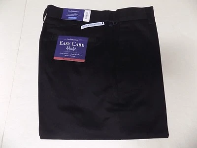 44 X 32 CROFT & BARROW FÁCIL CUIDADO AJUSTE CLÁSICO FRENTE PLANO CAQUIS - NEGRO - NUEVO CON ETIQUETAS Foto 1 de 2