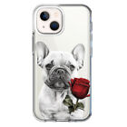 For Apple iPhone 13 Shockproof Hybrid Case, French Bulldog Red Rose