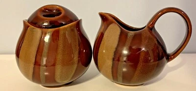 Juego de crema y azucarero de gres Sango con tapa Avanti Brown 4722 Foto 1 de 4