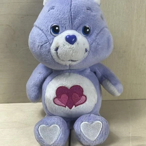 2003 Care Bear Harmony Bear Plush Hearts 20th Anniversary Purple 8" - Picture 1 of 12