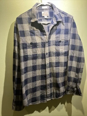 J. Crew Mid Weight Flannel Double Brushed Shirt Men's Size Medium Blue Plaid Top - Image 1 of 4