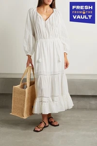 RRP€542 MARANT ETOILE Midi Dress FR44 US12 UK16 XXL White Linen Blend Lined - Picture 1 of 5