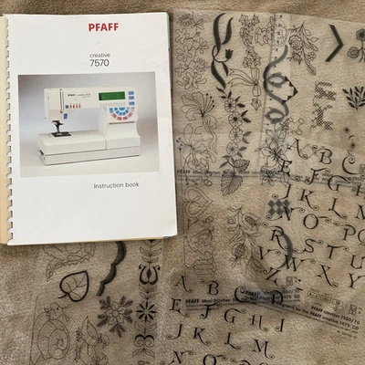 Pfaff 7570 Creative Owner Instruction Book 184 pages & 6 Templates Sewing Manual - Image 1 of 4