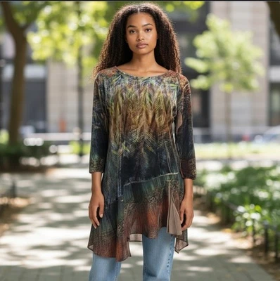 Top de terciopelo asimétrico Emerald Live And Let Live para mujer talla grande tono tierra Foto 1 de 4