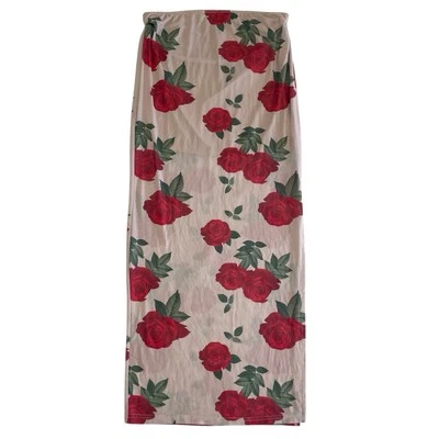 Justify Womens Y2K Floral Chiffon Midi Skirt L Cottagecore Romantic Boho Neutral - Image 1 of 4