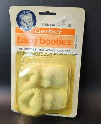 Gerber Baby Booties 1987 White New In Package  - Image 1 of 2