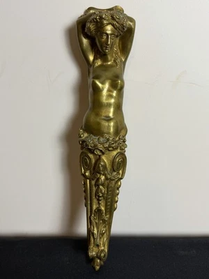 "Antigua figura victoriana desnuda siglo XIX bronce latón dorado muebles montaje 14""" Foto 1 de 4