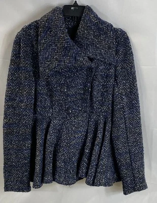 Abrigo Free People Mujer Azul Espiga Guisante Talla 10 Foto 1 de 4