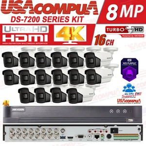 HIKVISION 4K 8MP SECURITY SYSTEM KIT 4K-UHD CAMERAS OUTDOOR BULLET PURPLE HDD - Picture 1 of 13