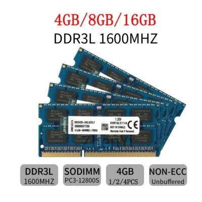 Kingston 16GB 8GB 4GB PC3L-12800 DDR3L 1600MHz SODIMM Laptop Memory SDRAM BT LOT - Image 1 of 4
