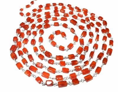 Corniola 3x5-4x7 mm rosario catena di perline filo placcato argento naturale ... - Immagine 1 di 4