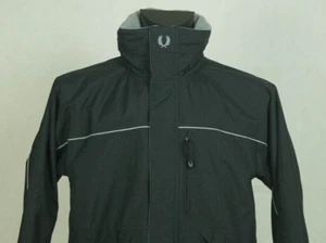 -.. MENS FRED PERRY JACKET HOODY FLEECE LINING ZIP SIZE S-M ( LABEL S) GC + - Picture 1 of 8