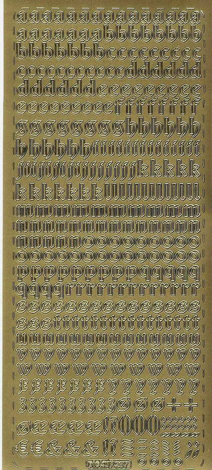 Zier-Sticker-Bogen-Alphabet-abc-Gothic-gold oder silber-0287 - Bild 1 von 1