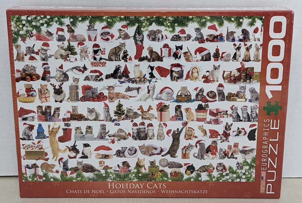 NEW Eurographics Jigsaw Puzzle 1000 Pieces “Holiday Cats” Christmas Kitties - Image 1 of 4
