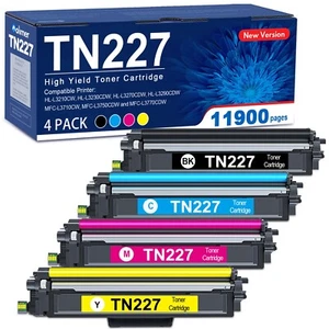 TN227 High Yield Toner Cartridge Set (4Color, BK/C/M/Y) for Brother MFC-L3770CDW - Picture 1 of 7