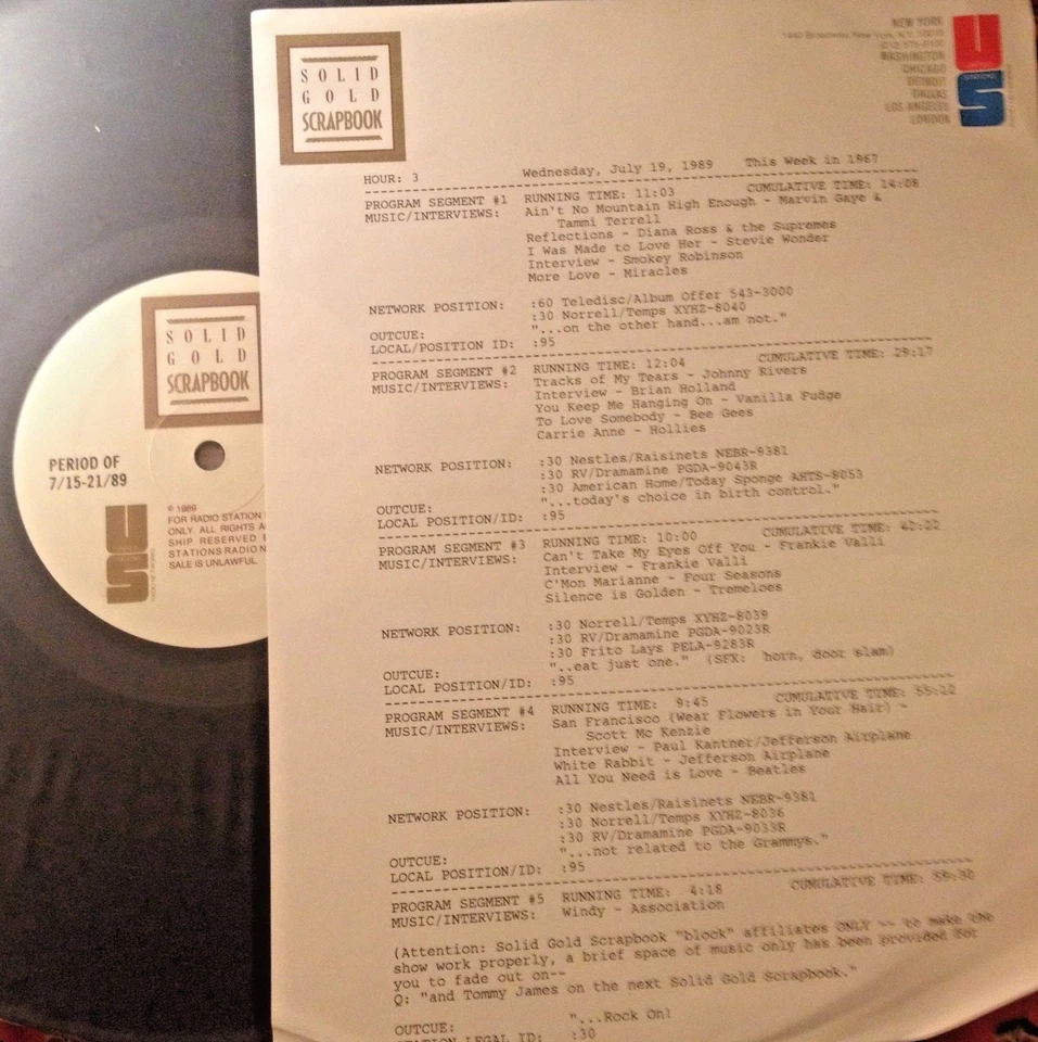 RADIO SHOW: 7/19/89 THIS WEEK 67 VANILLA FUDGE, FOUR SEASONS, JEFFERSON AIRPLANE - Image 1 of 1